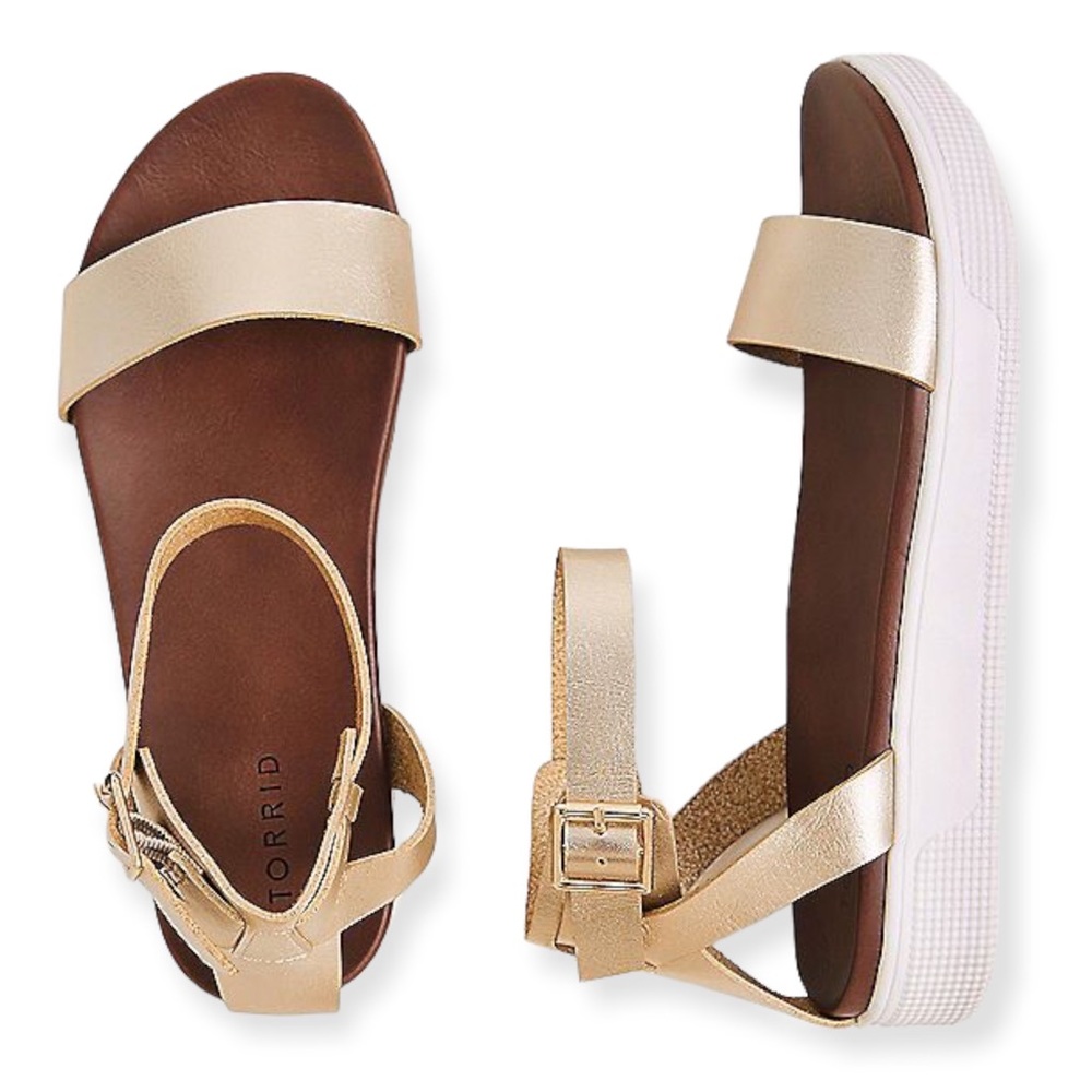 TORRID Ankle Strap Gold Metallic Sandals